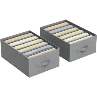 SONGMICS Kleiderschrank-Organizer 2er Set, Aufbewahrungsbox 6 Fächer, Schubladen-Ordnungssystem, Ordnungsboxen faltbar, 42 x 30 x 17 cm, für Hosen, Kleidung, taubengrau RUS009G02