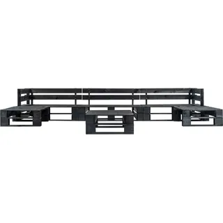 vidaXL 6-tlg. Garten-Paletten-Sofagarnitur Schwarz Holz - Schwarz
