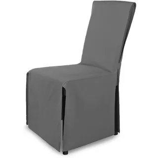 SCHEFFLER-Home Stuhlhusse Mila 4er Set/Festlicher Stuhlbezug mit Schleife für Weihnachten, Hochzeit, Geburtstag/Elegante Bankett-Husse für jeden Anlass und Stuhl/Für Esszimmer, Wohnzimmer/Grau