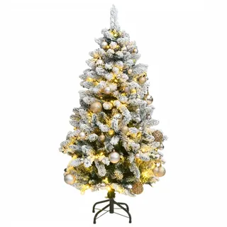 Künstlicher Weihnachtsbaum Klappbar 150 LEDs & Kugeln 120 cm - Grün, Weiß, Rosa