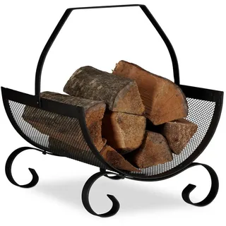 Relaxdays Kaminholzkorb schwarz 10022300