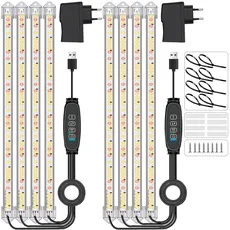 Niello 2 Stück * 4 Stäbchen Pflanzenlichtstreifen, Pflanzenleuchten für Zimmerpflanzen, Vollspektrum Sonnenlicht Wachstumslampe mit Auto On/Off 3/9/12H Timer