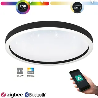 EGLO LED-Deckenleuchte mit Kristalleffekt Montemorelos-Z RGB/CCT Ø 57 cm Schwarz