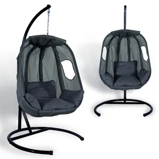 CCLIFE Hängesessel mit Gestell Kissen Hängeschaukel Indoor & Outdoor, max. 120 kg, Grau