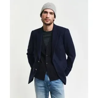 Gant für Herren. 7706292 Clubjacke Flanell Wolle Slim Fit Flanelljacke navy (50), Lässig, Marine