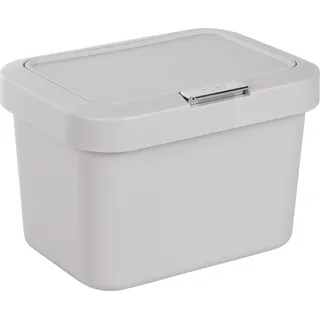 ONVAYA® Komposteimer für die Küche  Hellgrau  geruchsdicht  spülmaschinengeeignet  für Arbeitsplatte und Küchentisch  5 Liter Fassungsvermögen  Druckknopf  Biomülleimer mit Deckel - Hellgrau