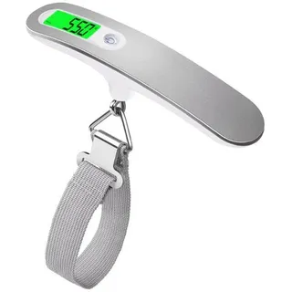 Digitale Kofferwaage, analog, 50 kg, silber, für Koffer, Küche, Angeln