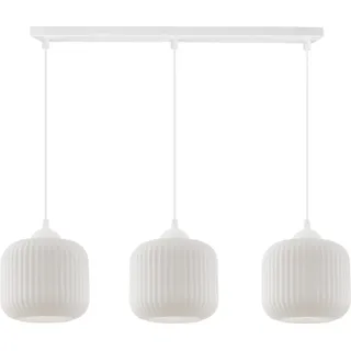 Hängelampe Riffle Weiß 3-flammig mit weißen Zylinder Lampenschirmen E27