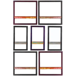 Mid.you Wandregalset , Multicolor, Schwarz , Holz, Metall , 7-teilig , Altholz,Altholz , massiv , 7 Fächer , 75x115x25 cm , Wohnzimmer, Regale, Wandregale