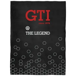 BRISA VW Collection - Weiche Volkswagen Kuschel-Fleece-Schmuse-Decke im VW Golf GTI Design (150x200cm/GTI The Legend/Schwarz)