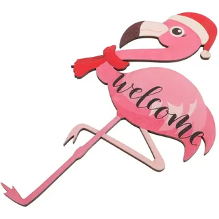 HOOTNEE Willkommensschild Flamingo Türhänger Weihnachtsdeko Gartendeko Landhausstil Rosa Glatt