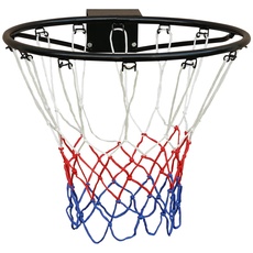 FUNJEPE Professionelle Größe (45 cm), massiver Basketballkorb-Ring, Basketballkorbnetz und Wandbefestigungen, geeignet für Erwachsene und Kinder, drinnen und draußen, Schwarz