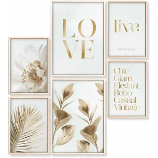 Heimlich – Poster-Set – 2 A3 / 30 x 42 cm + 4 A4 / 21 x 30 cm – Premium-Poster – ungerahmte Drucke – moderner Stil – elegante Goldliebe