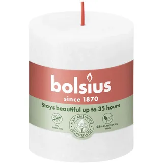 Bolsius Rustik Stumpenkerze 8 x 6.8 cm wolkiges weiß