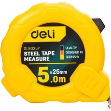 Deli Tools, Längenmesswerkzeug, Steel Measuring Tape 5m/25mm EDL9025Y (yellow)