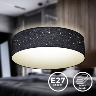 Deckenlampe Sternen-Licht Stoffleuchte Textil Kinderzimmer Schlafzimmer schwarz - Schwarz