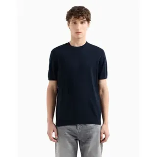 A|X Armani Exchange für Herren. 8NZM5CZM3JZ1510 Marineblauer Strickpullover (S), Lässig, Baumwolle, Kurzarm