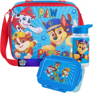 Get Trend Paw Patrol Brotdose Set mit Kühltasche Wasserflasche Lunchbox Kinder Isoliertasche mit Flasche Schule Kindergarten Picknick Mädchen Jungen (Blau Paw Patrol)