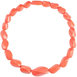 ZAVANA 55 cm Lange Statement-Halskette für Damen, handgefertigte Boho Halskette für Frauen in Korallenorange, Chunky Kette mit orange gedrehten Harz Gliedern, korallenfarbener Bohème-Modeschmuck
