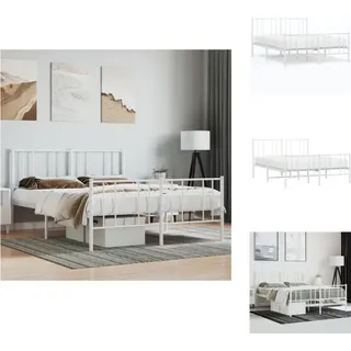 vidaXL Bettgestell mit Kopf- und Fußteil Metall Weiß 120x200 cm - Betten & Bettgestelle - Weiß