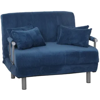 Mendler Schlafcouch Cord 1-Sitzer Blau