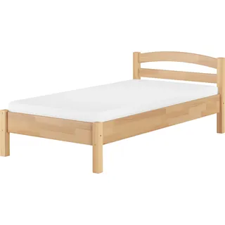 Massivholzbett Buche natur 90x200 Einzelbett Bettgestell Zubehör wählbar V-60.73-09Rollrost und Matratze inkl. - Braun