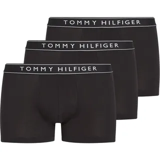 Tommy Hilfiger Herren, 3er Pack Boxershorts Trunks mit Logobund schwarz (Blk/Blk/Blk), L