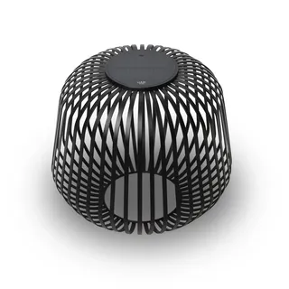 LUUK Studio Kabellose Solar Tischleuchte in minimalistischem Design, aufladbarer Akku via USB-C und Solarenergie, dimmbar mit Schattenspiel, Gartenbeleuchtung, Balkon Licht, Außenleuchte, Schwarz