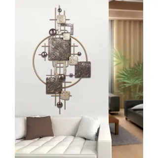 Casablanca Metallbilder Wanddeko Bilder Metall – moderne Wanddekoration Wohnzimmer – Wandbild 3D Metallbild Wand Deko Wall Decoration 80 x 160 cm Farben: Gold Anthrazit Grau