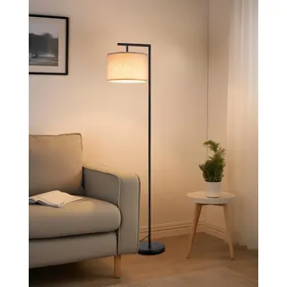 EDISHINE Stehlampe Wohnzimmer 160cm, Bogenlampe Modern mit Beigen Verstellem Leinen-Lampenschirm, LED E27 Glühbirne inklusive, Schwarz Leselampe Stehleuchte für Schlafzimmer, Kinderzimmer
