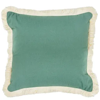 DRW Quadratisches Kissen aus Polyester, Baumwolle und Leinen mit Reißverschluss in Grün, 45 x 10 x 45 cm