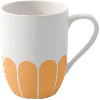Villeroy & Boch Kaffeebecher , Weiß, Dunkelgelb , Keramik , 290 ml , 8x10.5x11.5 cm , Geschirr, Tassen, Kaffeebecher