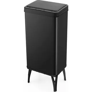 COSTWAY 50 L Mülleimer Edelstahl mit Sensor, automatischer Deckel & abnehmbaren Beinen, Abfalleimer - Schwarz