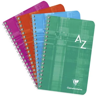Clairefontaine Registerbuch (mit Spiralbindung, kariert, 11 x 17 cm, 50 Blatt) 1 Stück farbig sortiert