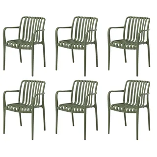 Gardissimo LIDO 6x Kunststoff Stapelsessel Gartenstuhl Gartenmöbel stapelbar grün