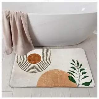 APROPHIC Boho Badezimmerteppich 50x80 cm, Ultra-Feine Mikrofaser Saugfähige Badematte, rutschfest und Waschbar Badteppich, Geeignet für Badezimmer, Duschen und Waschküchen