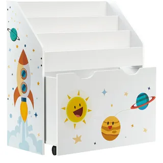 Songmics Kinderbücherregal mit Spielzeugkiste 3 Fächer  weiß