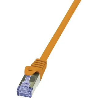 Logilink PrimeLine Patchkabel CAT 6a S/FTP RJ-45/RJ-45, 1m, Orange Flammwidrig, mit Rastnasen