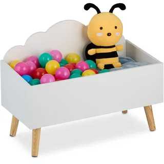 Relaxdays Kindertruhe Wolken-Design 45 x 60 x 30 cm 1-tlg. weiß