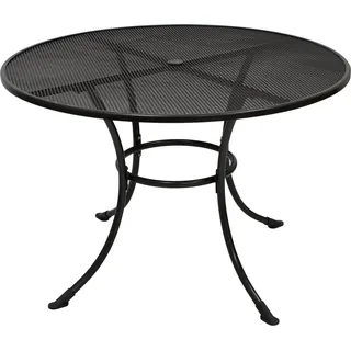 DEGAMO Gartentisch Tisch Metalltisch RIVO 110cm rund, Streckmetall eisengrau - Grau