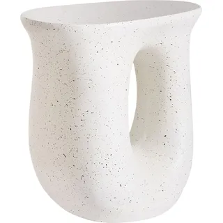 BELIANI Beistelltisch Cremeweiß Terrazzo Optik MgO u. Glasfaser Rund 28 x 42 cm Unregelmäßige Asymmetrische Form Modern Outdoor Couchtisch Wohnzimmer - Weiß