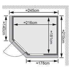 Bild von Sauna Fiona 3 Eckeinstieg, ohne Ofen, Saunaofen:ohne Ofen,Ausführungen:Größe