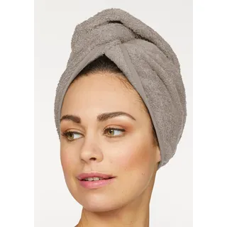 my home Turban-Handtuch »Juna, als Set und Serie erhältlich, 2 Turbanhandtücher 24x61cm« 100% Baumwolle, Turban, Uni-Farben, weich, grau