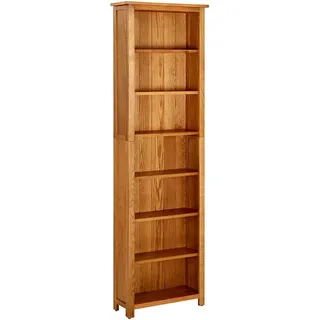 vidaXL Bücherregal 7 Fächer 60/22/200 Cm Massivholz Eiche , Braun , Holz , Rechteckig , 60x200x22 cm , Wohnzimmer, Regale, Bücherregale