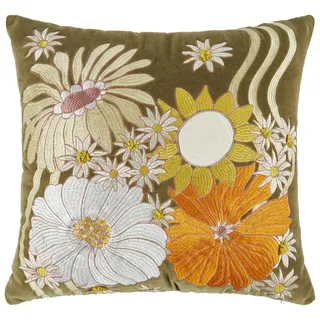 Butlers Kissen Bohemian 50x50cm , Olivgrün , Textil , 50x50 cm , Heimtextilien, Wohntextilien, Kissen, Zierkissen