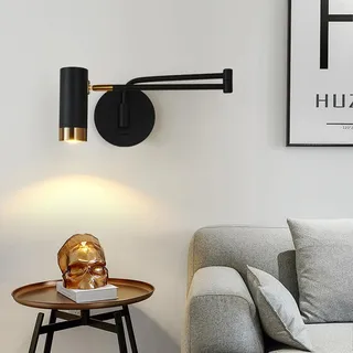 KRIPINC Ausziehbare Wandlampe mit Schalter und Schwenkarm, Leselampe Wand