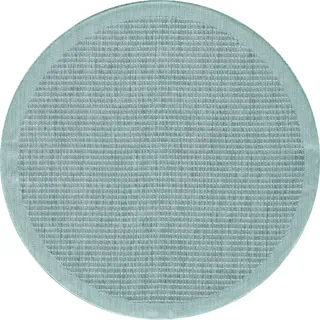 Teppium In & Outdoor Teppich Terrasse Balkon Küchenteppich Wetterfest Sisal Optik Flachgewebe Wetterfest Einfarbig mit Struktur, Grösse: 160 cm Rund - Blau