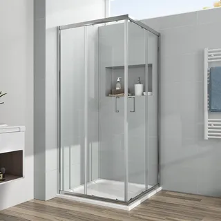 EMKE Duschkabine 75 x 75 cm Eckeinstieg Duschabtrennung Doppel Schiebetür Duschtür Duschwand Mit Nano-Beschichtung Höhe 195cm