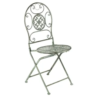 Kobolo Metallstuhl Gartenstuhl Vintage Nostalgie Stuhl aus Metall antique green 93 cm - Grün