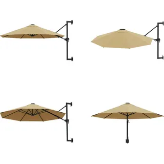 vidaXL Sonnenschirm Wandmontage mit Metallmast 300 cm Taupe - Sonnenschirm - Sonnenschirme - Gartenschirm - Gartenschirme - Taupe